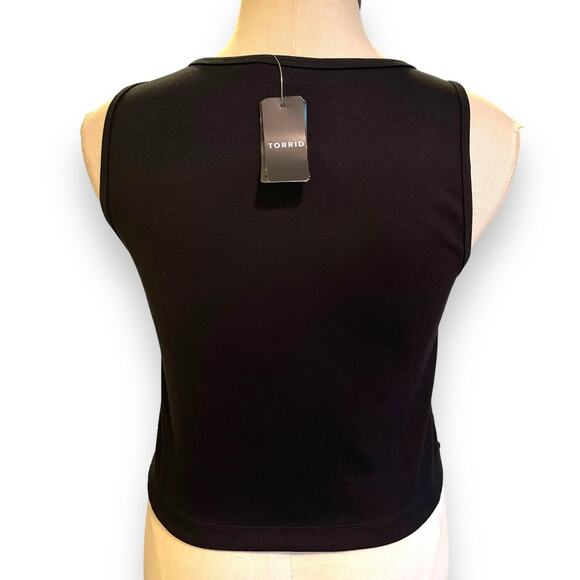 Torrid‎ 2 (2X 18/20) Sexy Black/Tan Lace Panels Punk Gothic Crop Busty Tank Top - Picture 2 of 3